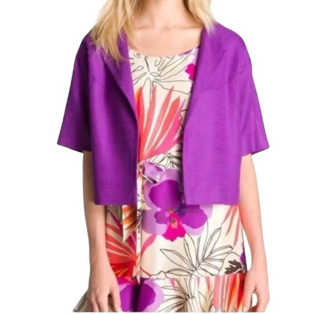 KATE SPADE Micah Short Sleeved Cropped Open Front Jacket with Pockets size 2